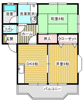 ポストハウス(2DK/1階)の間取り写真