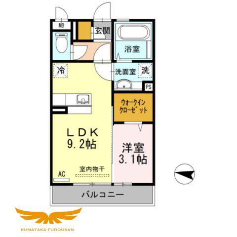 アザックけやき通(1LDK/3階)の間取り写真