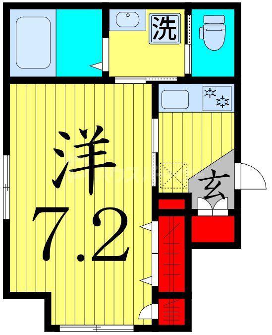 ヘーベルメゾン北綾瀬(1K/2階)の間取り写真