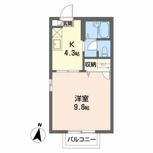 サンハイツ(1K/2階)の間取り写真
