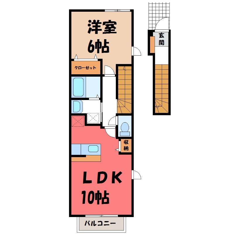 ブリーゼ大門(1LDK/2階)の間取り写真