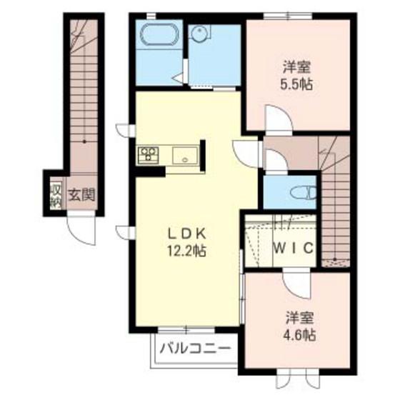 ネオシティD(2LDK/2階)の間取り写真