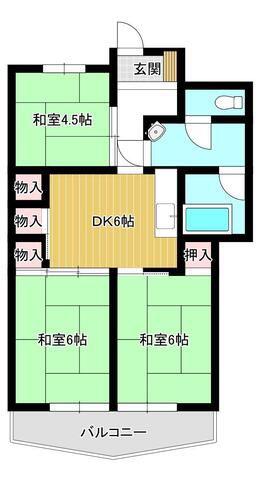 港マンション(3DK/4階)の間取り写真