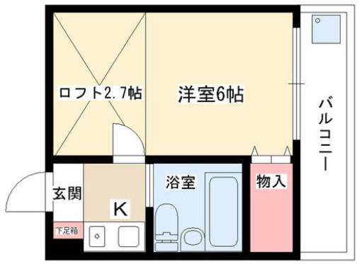 ハイツ上社(1K/2階)の間取り写真