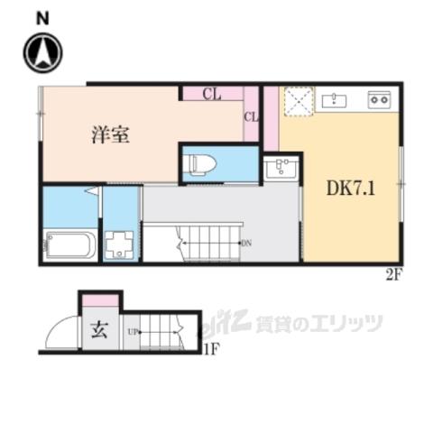 湖とそよ風のLUMINOUS(1DK/2階)の間取り写真