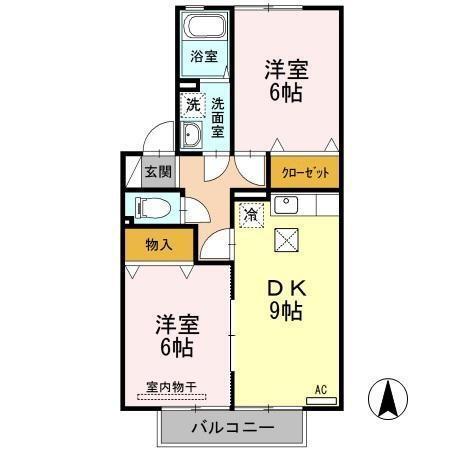 ツインズコート稲田 A/B/C(2DK/1階)の間取り写真
