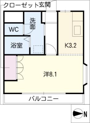 ジュネス愛西(1K/1階)の間取り写真
