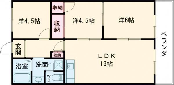 グランレナジア姫路(3LDK/2階)の間取り写真