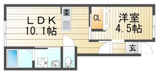 MOTO CASA(1LDK/1階)の間取り写真