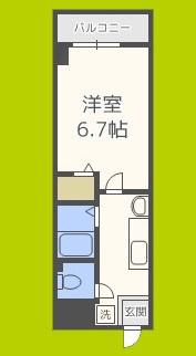 フローライト新大阪(1K/4階)の間取り写真
