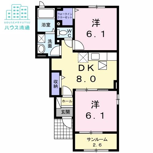 アンアザレア II(2DK/1階)の間取り写真