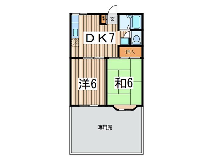 ハマハイツ(2DK/1階)の間取り写真
