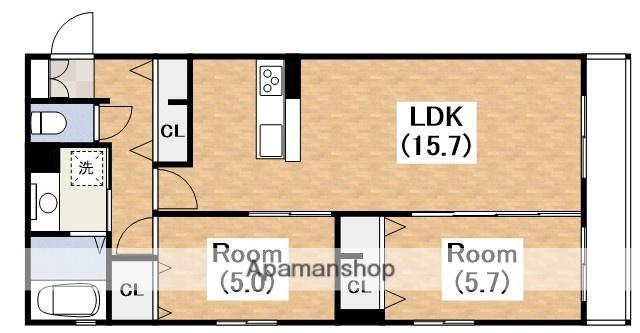 シャトーリーブル(2LDK/3階)の間取り写真