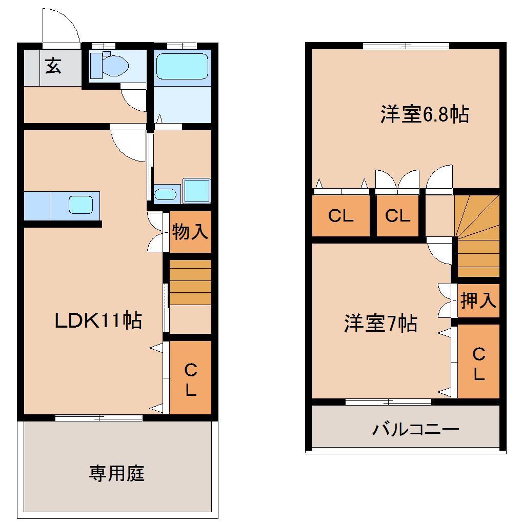 ウェスティンストリートIII(2LDK/1階)の間取り写真