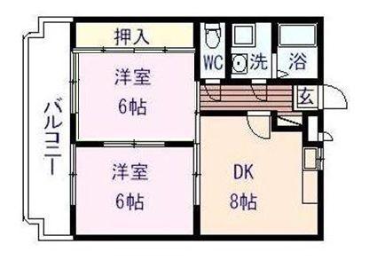 メゾンゆき(2DK/3階)の間取り写真