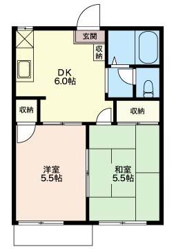 ファミーユ津田沼(2DK/2階)の間取り写真