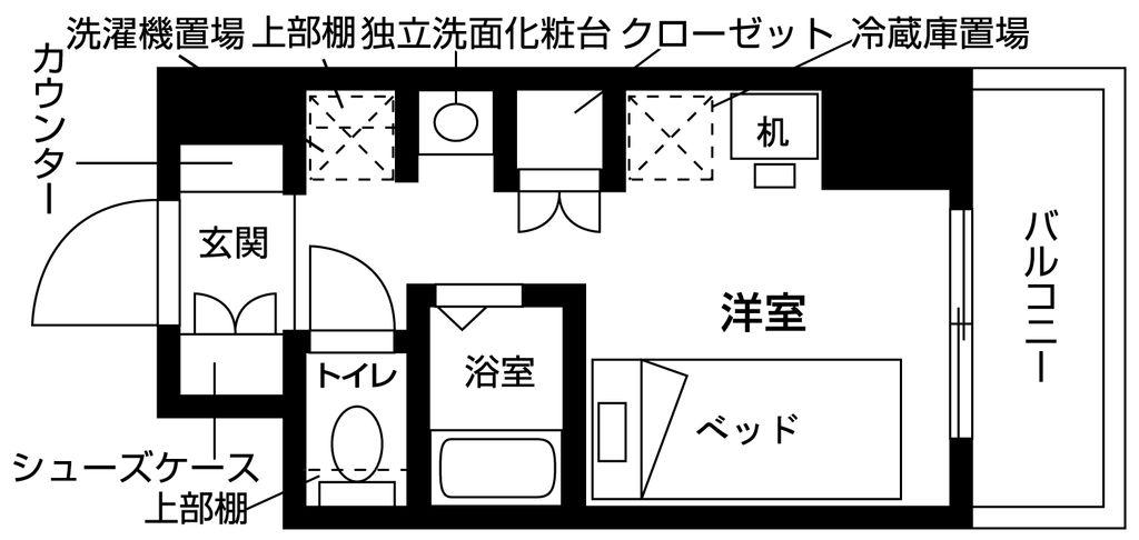 バウスクロス西船橋(ワンルーム/2階)の間取り写真
