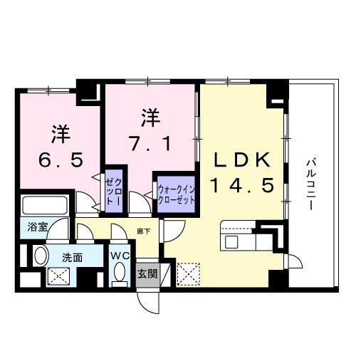 レジス城の堀(2LDK/2階)の間取り写真