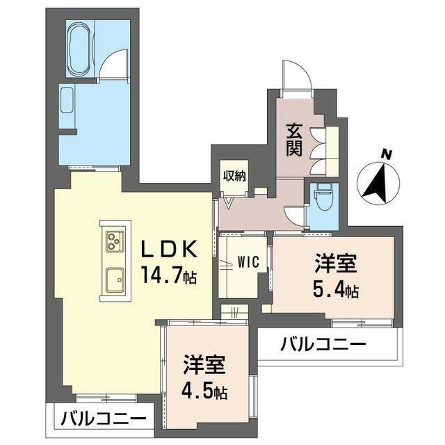 メゾン・グランドソレーユ(2LDK/1階)の間取り写真