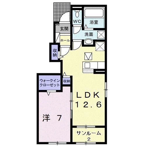 エクシア(1LDK/1階)の間取り写真