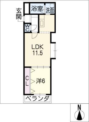 クレール 旭(1LDK/5階)の間取り写真