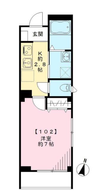 フェリチェ菊川(1K/1階)の間取り写真