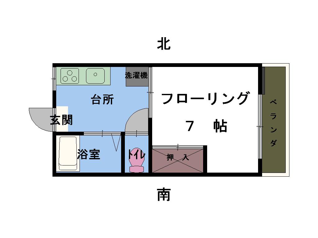 アトレイユB(1K/1階)の間取り写真