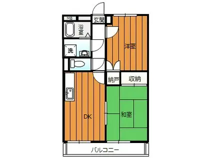 ハピネス21(2DK/1階)の間取り写真