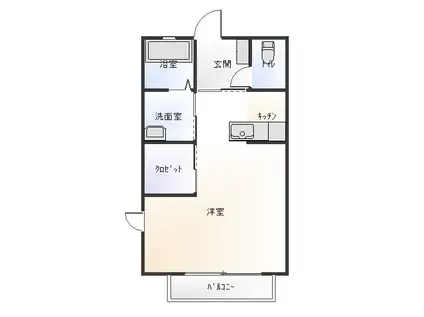 グランカトルズ(1K/1階)の間取り写真