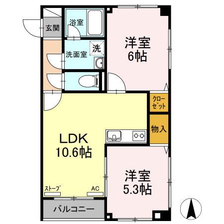 ザ・ガーデンYANANOTE(2LDK/2階)の間取り写真