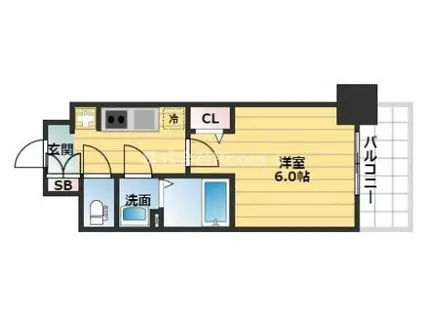 プレサンス長堀通グレイタス(1K/10階)の間取り写真