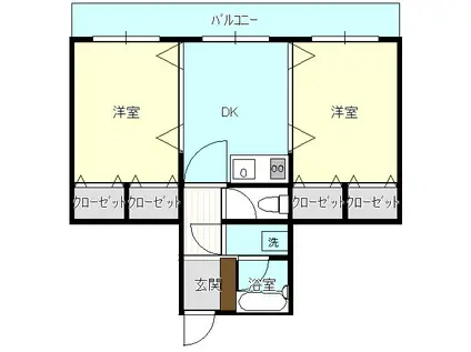 シティ境田(2DK/2階)の間取り写真