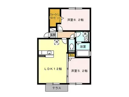 シャローム(2LDK/2階)の間取り写真