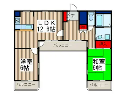 ファラオイン浦和(2LDK/5階)の間取り写真