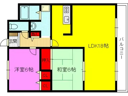 アヴィタンテ鴻池(2LDK/2階)の間取り写真