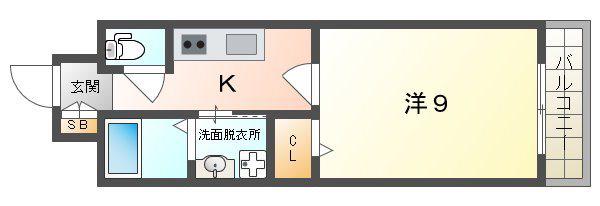 RIVER SIDE PALACE MAI(1K/9階)の間取り写真