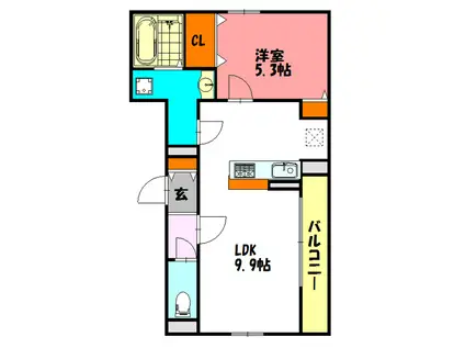 プリメーロ明石(1LDK/2階)の間取り写真