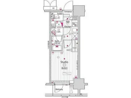 グランド・ガーラ立川(1K/12階)の間取り写真