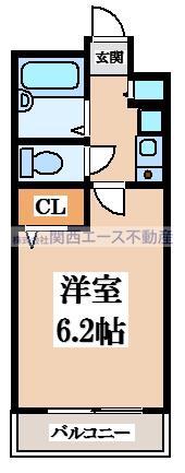 パルティグII(1K/2階)の間取り写真