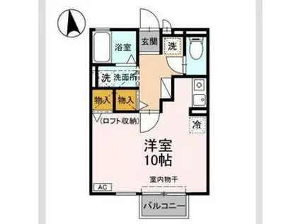 ラ・メールTAKASAGO B(ワンルーム/2階)の間取り写真