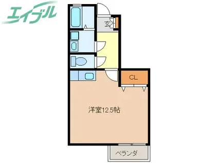 セントラルアイランドB(ワンルーム/1階)の間取り写真