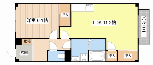 クレストコート(1LDK/2階)の間取り写真