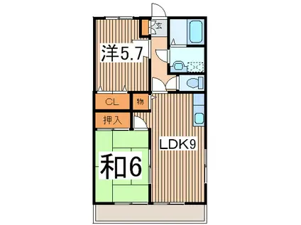 エクセル南山(2LDK/2階)の間取り写真
