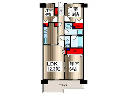 川口弥平パークホームズ(3LDK/10階)の間取り写真
