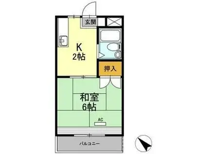 レイクグリーン三好 B棟(1K/2階)の間取り写真