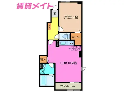フォーリスト別名I(1LDK/1階)の間取り写真