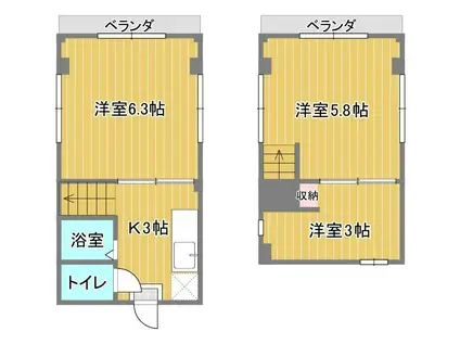 コーポ光ヶ丘(3K/2階)の間取り写真