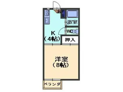 ハイツ花の木(1K/2階)の間取り写真