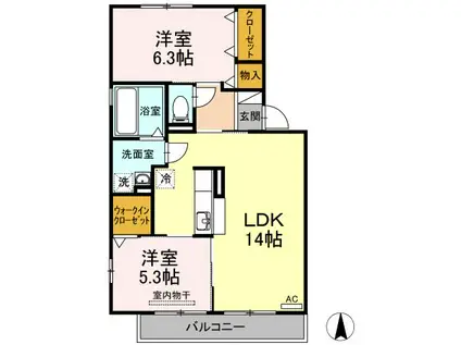 フォーラムワーゴIII・V V(2LDK/2階)の間取り写真