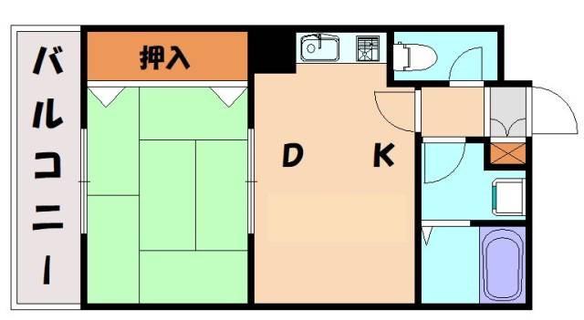 コーポラス東福間(1DK/3階)の間取り写真